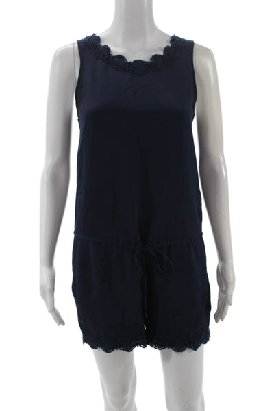 Joie Women Sleeveless Silk Jumpsuit Dark Blue Knee Length Size XS