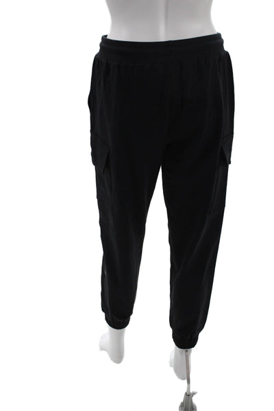 Splits59 Womens Cargo Jogger Pants Black Army Drawstring Size S