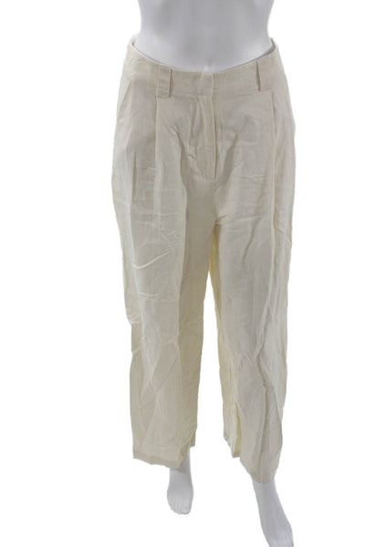 Lioness Unisex Beige Cropped Dress Pants Linen Viscose Size XS