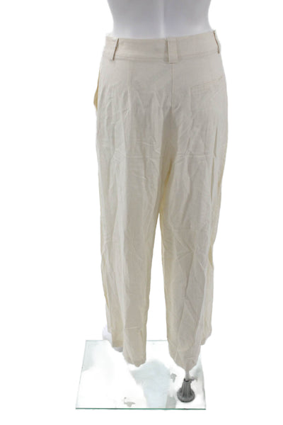 Lioness Unisex Beige Cropped Dress Pants Linen Viscose Size XS
