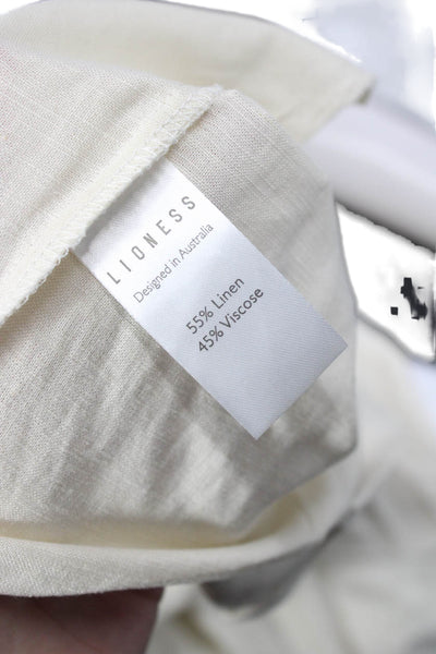 Lioness Unisex Beige Cropped Dress Pants Linen Viscose Size XS