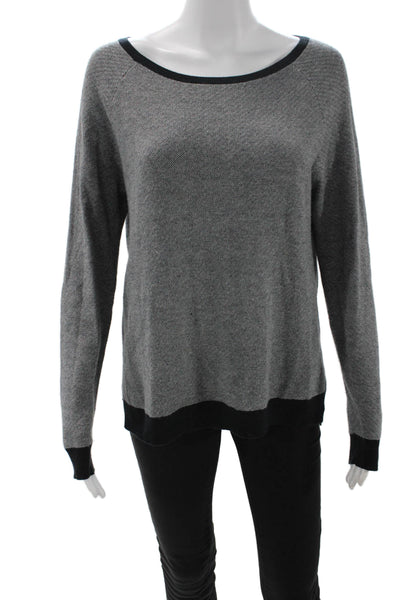 Soft Joie Women Pullover Black Herringbone Round Neck Long Sleeve Size S