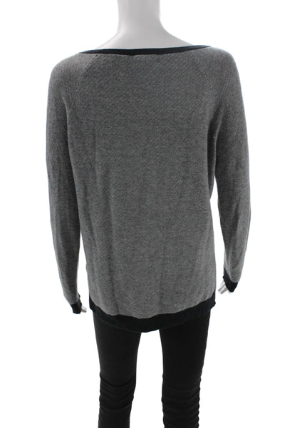 Soft Joie Women Pullover Black Herringbone Round Neck Long Sleeve Size S