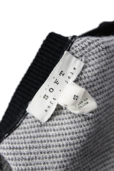 Soft Joie Women Pullover Black Herringbone Round Neck Long Sleeve Size S