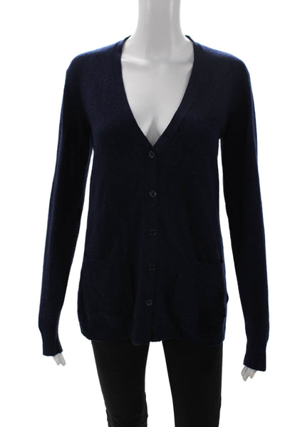 Equipment Femme Womens Cardigan Dark Blue V Neck Button Long Sleeve Size XS
