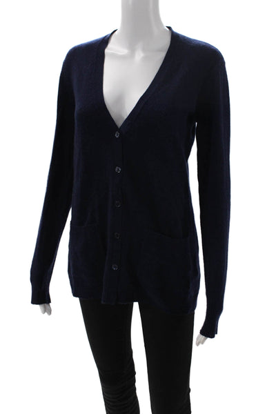 Equipment Femme Womens Cardigan Dark Blue V Neck Button Long Sleeve Size XS