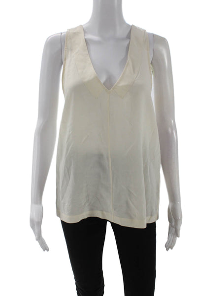 Joie Womens Silk V-Neck Sleeveless Tank Beige Solid Classic Size XS