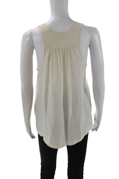 Joie Womens Silk V-Neck Sleeveless Tank Beige Solid Classic Size XS