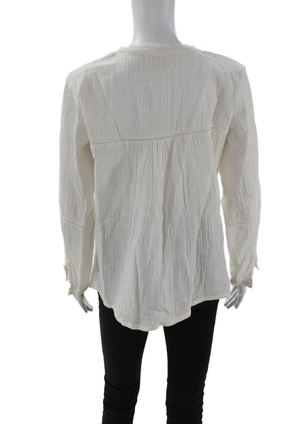 NIBI-MTK Womens Basic Boho V-Neck Long Sleeve Cotton Blouse Size XS