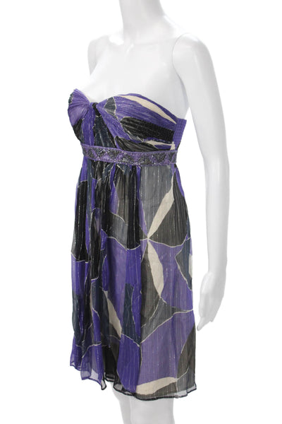 BCBGMAXAZRIA Women Silk Black Geometric Butterfly Sundress Size 4