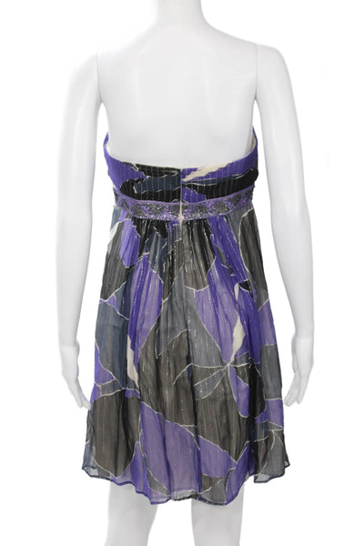 BCBGMAXAZRIA Women Silk Black Geometric Butterfly Sundress Size 4