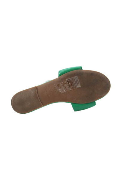 J Crew Womens Vegan Leather Ruched Slip On Flats Shoes Green Size 9