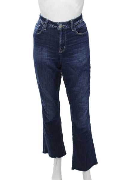 L'Agence Women High Rise Straight Flared Jeans Dark Blue Inseam 32 Size 27