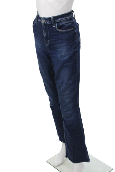 L'Agence Women High Rise Straight Flared Jeans Dark Blue Inseam 32 Size 27