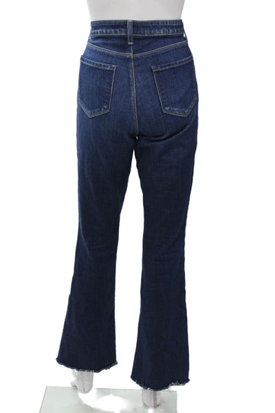 L'Agence Women High Rise Straight Flared Jeans Dark Blue Inseam 32 Size 27