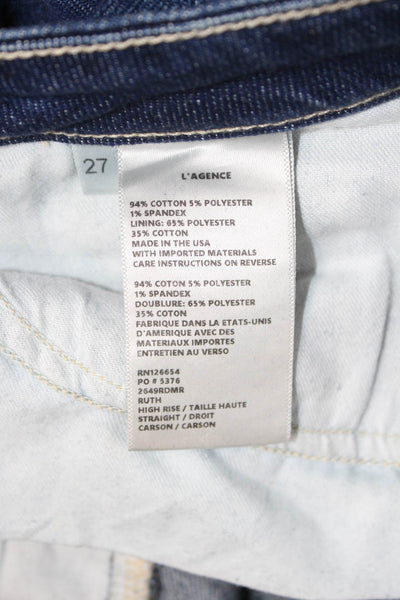 L'Agence Women High Rise Straight Flared Jeans Dark Blue Inseam 32 Size 27