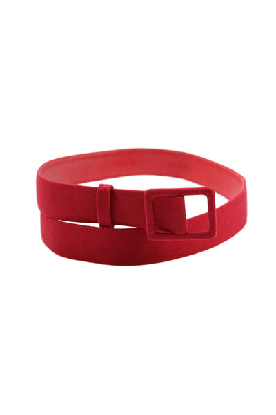 Escada Women's Buckle Closure Leather Medium Width Belt Red Size 34
