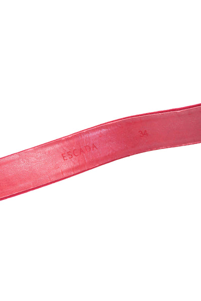 Escada Women's Buckle Closure Leather Medium Width Belt Red Size 34