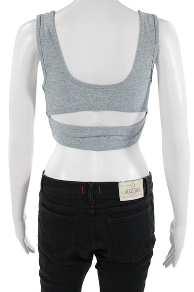 Varley Women's Scoop Neck Cut-Out Athletic Sport Bra Gray Size S