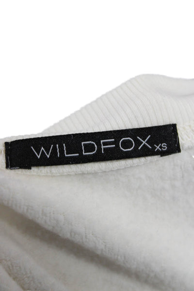 Wildfox Women Pullover Sweatshirt Beige Graphic Crew Neck Cotton Blend Size XS