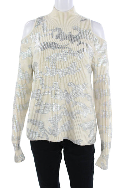 Zoe Jordan Womens Mock Neck Camo Pullover Sweater Beige Size XS