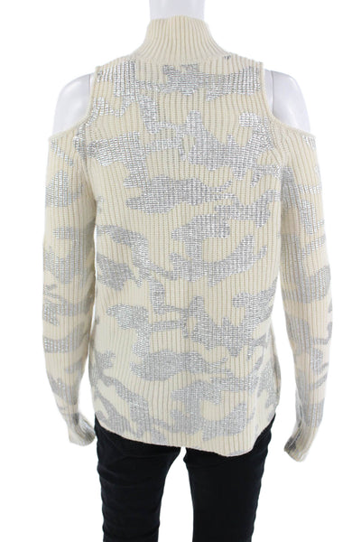 Zoe Jordan Womens Mock Neck Camo Pullover Sweater Beige Size XS