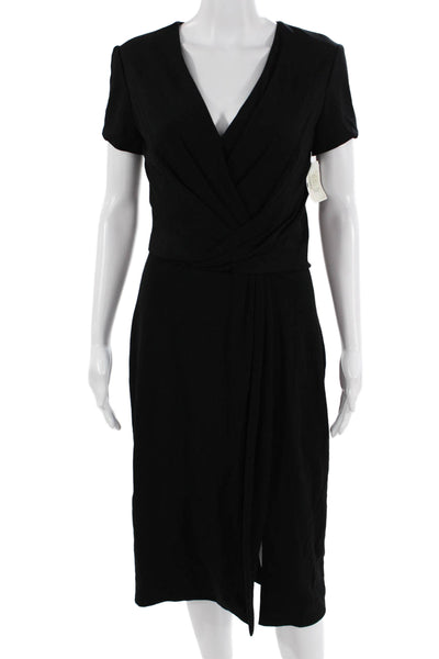 Jason Wu Womens Sheath Wrap Dress Black V-Neck Short Sleeve Size 6