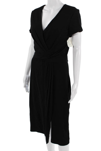 Jason Wu Womens Sheath Wrap Dress Black V-Neck Short Sleeve Size 6