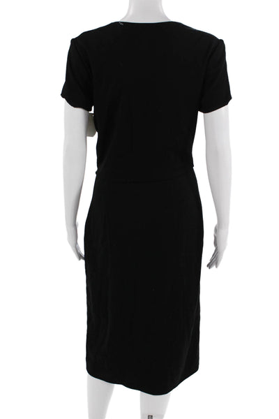 Jason Wu Womens Sheath Wrap Dress Black V-Neck Short Sleeve Size 6
