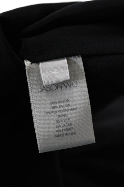 Jason Wu Womens Sheath Wrap Dress Black V-Neck Short Sleeve Size 6