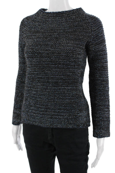 Maje Unisex Pullover Sweater Black Crew Neck Long Sleeve Wool Blend Size 2
