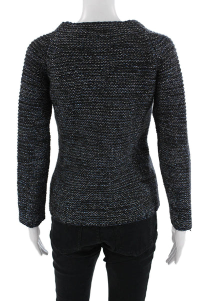 Maje Unisex Pullover Sweater Black Crew Neck Long Sleeve Wool Blend Size 2