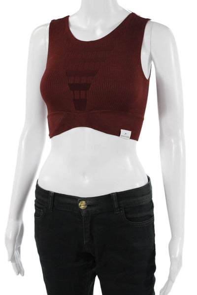 Veronica Beard Women Cropped Brown Tank Sleeveless Round Neck Size 2XS