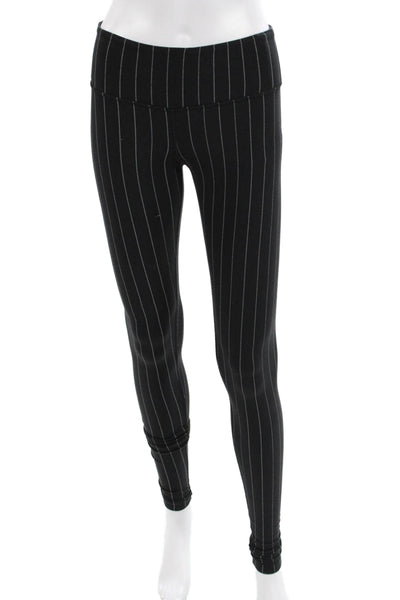 Lululemon Womens Ankle Jeggings Black Striped Nylon Lycra Size 2