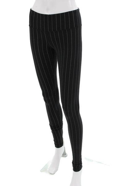 Lululemon Womens Ankle Jeggings Black Striped Nylon Lycra Size 2
