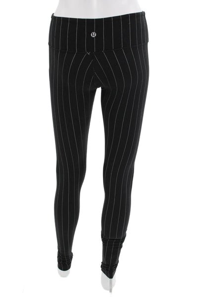 Lululemon Womens Ankle Jeggings Black Striped Nylon Lycra Size 2