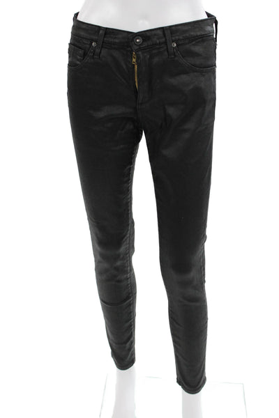 AG Womens Skinny Ankle Black Jeans Mid Rise Size 27