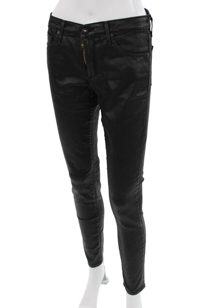 AG Womens Skinny Ankle Black Jeans Mid Rise Size 27