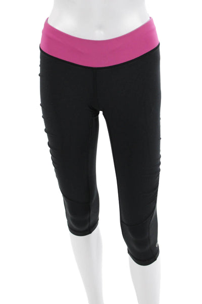 Lululemon Womens Cropped Capri Leggings Black Nylon Zip Size 6