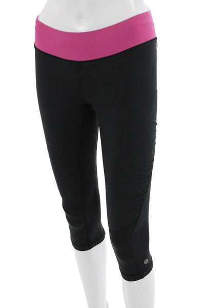 Lululemon Womens Cropped Capri Leggings Black Nylon Zip Size 6