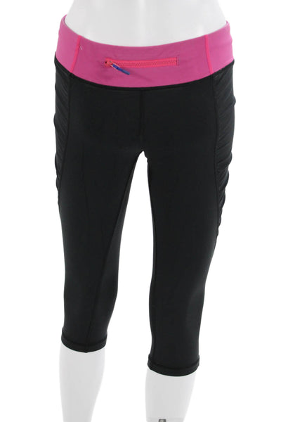 Lululemon Womens Cropped Capri Leggings Black Nylon Zip Size 6