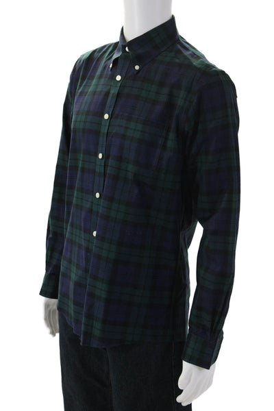 Brooks Brothers Mens Cotton Checkered Collared Button-Down Shirt Blue Size M