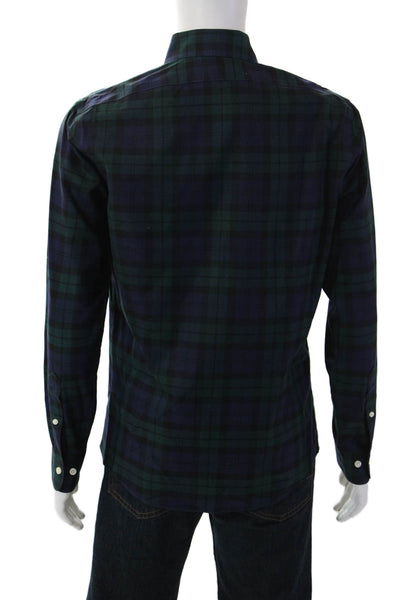Brooks Brothers Mens Cotton Checkered Collared Button-Down Shirt Blue Size M