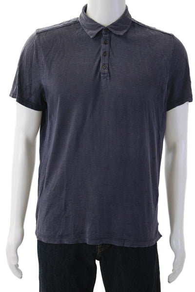 John Varvatos Mens Collared Short Sleeve Button-Up Polo Shirt Blue Size M