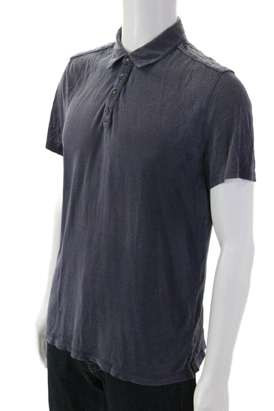 John Varvatos Mens Collared Short Sleeve Button-Up Polo Shirt Blue Size M