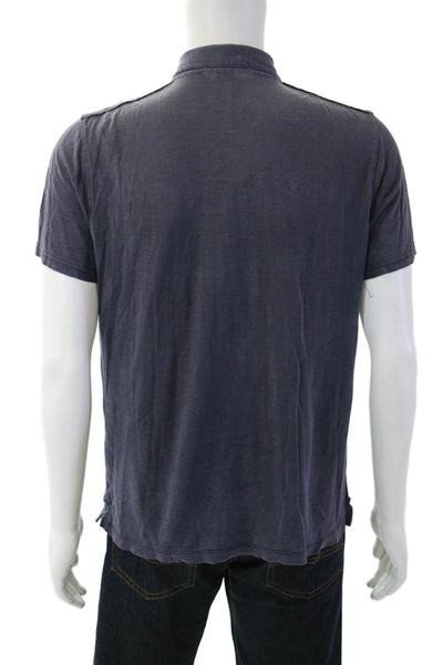 John Varvatos Mens Collared Short Sleeve Button-Up Polo Shirt Blue Size M