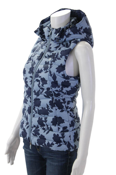 G/Fore Women Puffer Quilted Vest Light Blue High Neck Sleeveless Floral Size XS