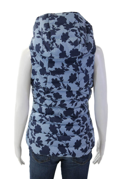 G/Fore Women Puffer Quilted Vest Light Blue High Neck Sleeveless Floral Size XS