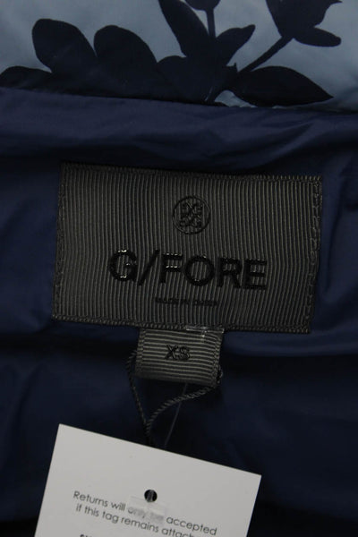 G/Fore Women Puffer Quilted Vest Light Blue High Neck Sleeveless Floral Size XS