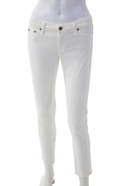 AG Adriano Goldschmied Womens Skinny Ankle Jeans White High Rise Petite Size 27